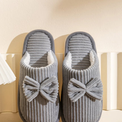 Fashion Women's Bow Slippers Fall/Winter Indoor Bedroom Floor Lightweight and Comfortable&Soft Warm Slippers for Home