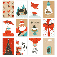 26pcs Merry Christmas Fold Small Greeting Cards with Envelopes Xmas Postcard Navidad New Year 2025 DIY Gift Card Decoration Noel