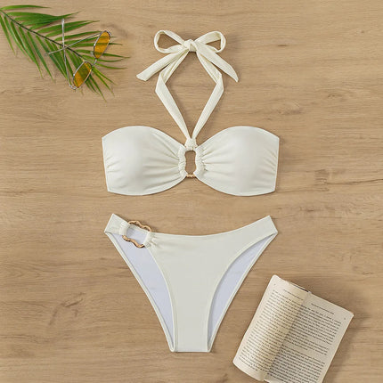 "2025 Sexy Bandeau Push-Up Bikini Set - Brazilian Thong Swimwear for Women"