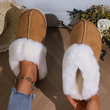 Furry Home Slippers Women 2024 Winter Designer Shoes Ladies Flats Casual Warm Plush House Fur Slides Couple Footwear Large Size