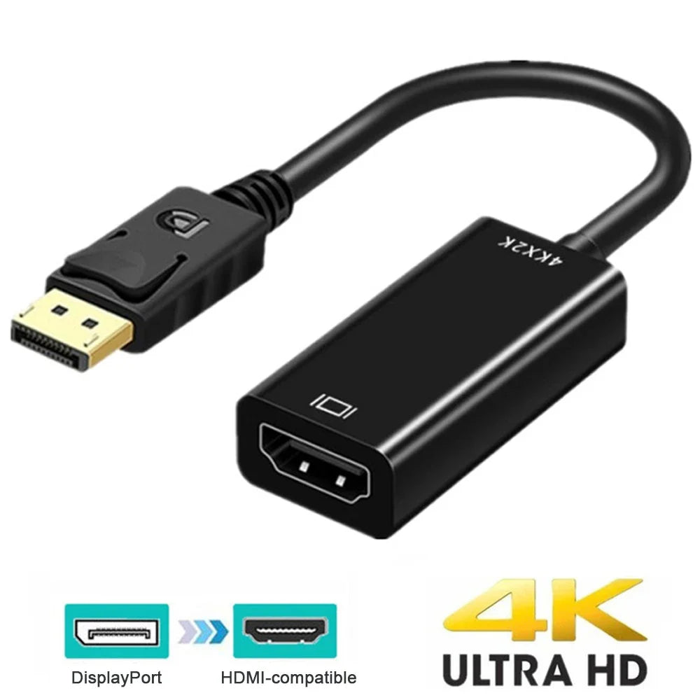 4K DisplayPort to HDMI-compatible Adapter Male DP to Female HDMI-Compatible Cable Converter Video Audio For HDTV PC Projector