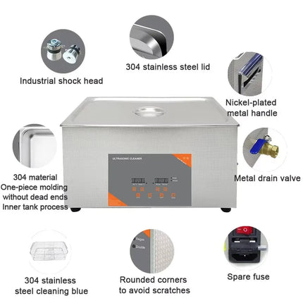 FanYing 30L 900W 600W Digital Ultrasonic Cleaner Heating Timer Ultrasonic Bath Laboratory Automotive Engine Large-Scale Cleaning