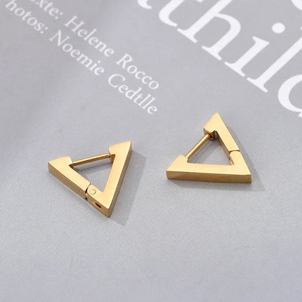 Classic Stainless Steel Hoop Earrings For Women Men Heart Star Oval Rectangle Round Triangle Gold Color Punk Hip Hop Jewelry