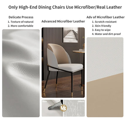 Luxurious Upholstered Dining Room Chairs Set, Microfiber Silicone Leather, 2 Colors, Kitchen Chairs