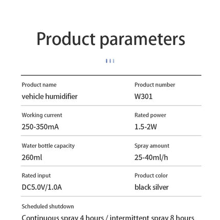 LED Light Aromatherapy Machine Humidifier Diffuser for Car Small Air Humidification Home and Bedroom Big Spray 260ml