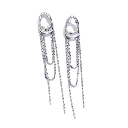 Yhpup 316L Stainless Steel Geometric Tassel Chain Drop Dangle Earrings for Women Temperament Popular Waterproof Jewelry Gift