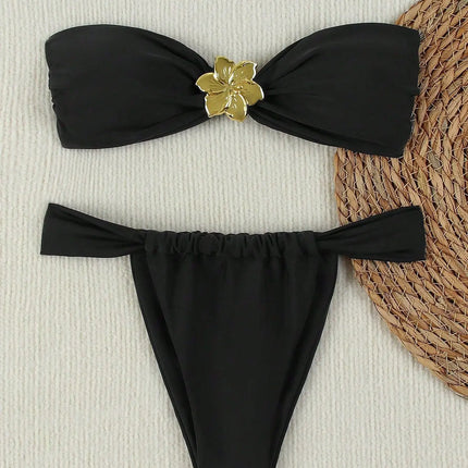 "2025 Sexy Bandeau Push-Up Bikini Set - Brazilian Thong Swimwear for Women"