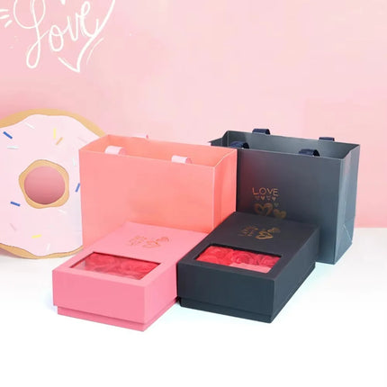 Valentine's Day Eternal Roses Gift Box Window Opening Six Rose Jewelry Gift Packaging Box Birthday Gifts Eternal Flower Ring Box