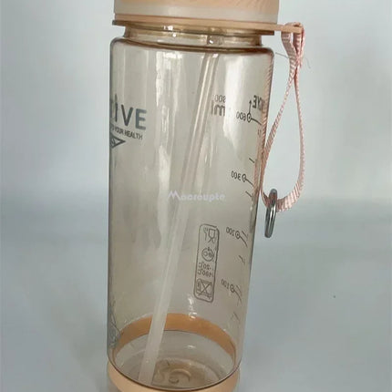 800ml Sports Water Bottle with straw For Camping Hiking Outdoor Plastic Transparent BPA Free Bottle For men Drinkware