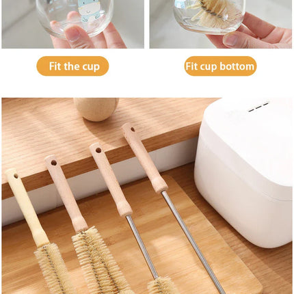 Kitchen cleaning tools Drink bottles Glass scrubbers Cleaning brush Wooden bottle cleaning brush with long handle