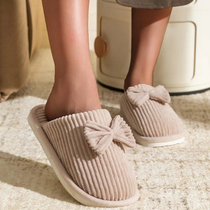 Fashion Women's Bow Slippers Fall/Winter Indoor Bedroom Floor Lightweight and Comfortable&Soft Warm Slippers for Home