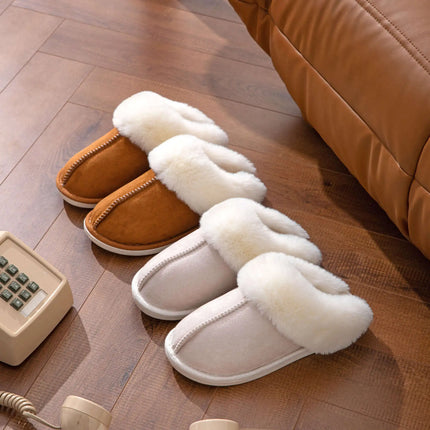 Furry Home Slippers Women 2024 Winter Designer Shoes Ladies Flats Casual Warm Plush House Fur Slides Couple Footwear Large Size