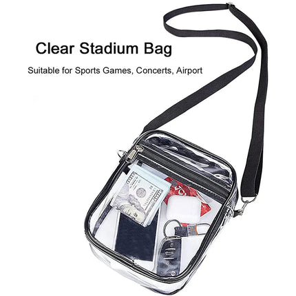 Clear Crossbody Bag Thickened PVC Stadium Approved Purse Bag for Concerts Sports Events Transparent Unisex Shoulder Messenger