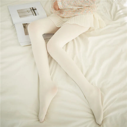 Fall Winter Adult Pantyhose Milk White Silk Socks for Girls Lolita Velvet Thin Bottom Jumpsuit Socks Women
