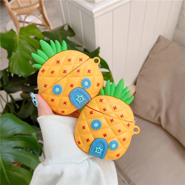 Pineapple Wooden Man Cute Cartoon Silicone Case For Apple Airpods 3 2 1 Pro With Keychain Case Wireless Charging Soft Cover Box