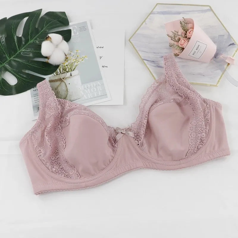Beauwear Women Floral Lace Bras Perspective Underwire Bra Sexy Lingerie Plus Size Bralette Large Cup 36-46 E