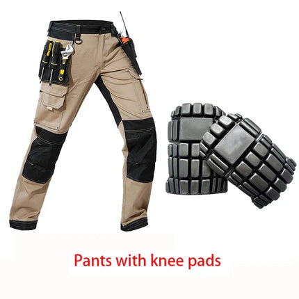 Cargo Pants Men Workwear Multi-Pocket Outdoor Hiking Joggers Pants Work Trousers Men with Wear resistant multi pocket Knee Pads