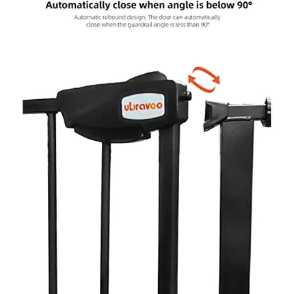 UBRAVOO Baby Gate for Doors and Stairs, Height 100 cm, Safety Pet Gate,  Automatic Closure, Triple Locking