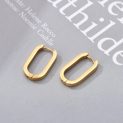 Classic Stainless Steel Hoop Earrings For Women Men Heart Star Oval Rectangle Round Triangle Gold Color Punk Hip Hop Jewelry