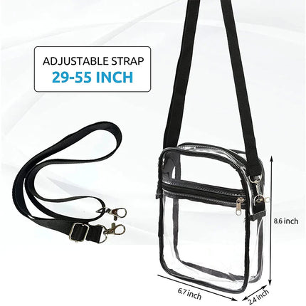 Clear Crossbody Bag Thickened PVC Stadium Approved Purse Bag for Concerts Sports Events Transparent Unisex Shoulder Messenger