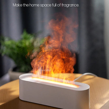 KINSCOTER RGB Flame Aroma Diffuser Air Humidifier Ultrasonic Cool Mist Maker Fogger LED Essential Oil Fire LED Lamp Difusor Gift