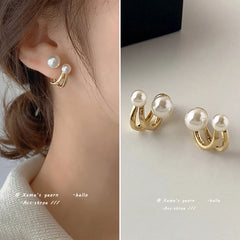 2025 New Retro Light Luxury Pearl Stud Earrings Korean Simple Jewelry Christmas Party Girl's Temperament Accessories For Woman
