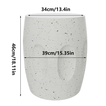 Unique Lightweight Concrete Side Table Decorative Garden Stool Faux Terrazzo Accent Table Small Coffee End Table