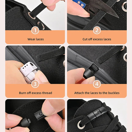 8mm No Tie Shoe Laces Press Lock Shoelaces Without Ties Elastic Laces Sneaker Kids Adult Widened Flat Shoelace for Shoes