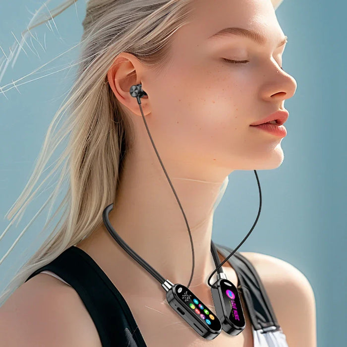 Neckband Headphones with Noise Reduction and Color Screen