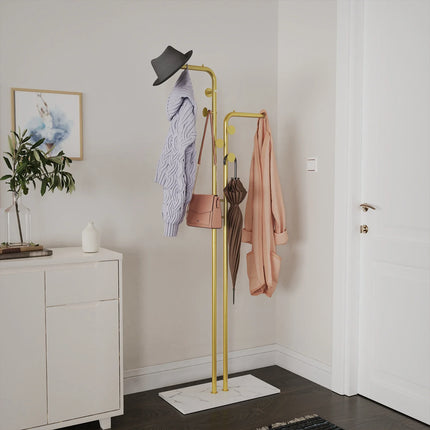 Heavy Duty Metal Dual-pole Clothes Rail Anti-Collapse Garment Rack Coat Hanger Stand Stable Stone Base