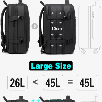 BANGE Aesthetic Men Business Backpack School Expandable USB Bag, Large Capacity 17.3 Laptop Waterproof Fashion Travel Backpack