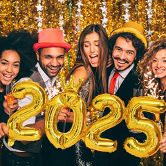2025 Crown Number Foil Balloons Happy New Year Eve Party Decoration Photo Booth Props Supplies Christmas Home Decor Navidad 2024