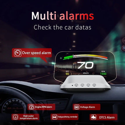 Hud Obd C3 Universal Digital Board OBD2 Display Gps Speedometer Headup Display Multifunction Screen Temperature Achometer Rpm