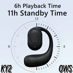 KY2 Wireless Bluetooth Earphones Air Conduction OWS Headphone HiFi Ear-Hook Music Sports Noise Cancel Headset For Smart Phones