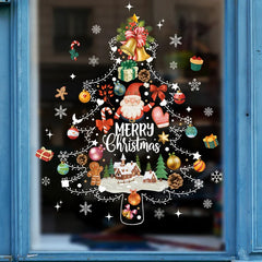 2024 Christmas Window Stickers Santa Claus Xmas Tree Cartoon Glass Decal Merry Christmas New Year Holiday Decorations for Home