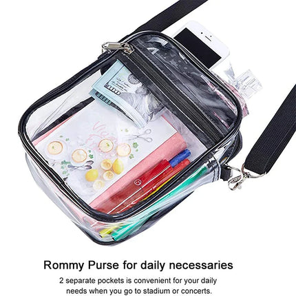 Clear Crossbody Bag Thickened PVC Stadium Approved Purse Bag for Concerts Sports Events Transparent Unisex Shoulder Messenger