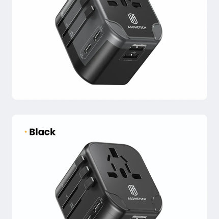ASOMETECH International Travel Adapter USB Charger 2 USB and 2 Type C Port All-in-one Wall Charger for US EU UK AUS Travel