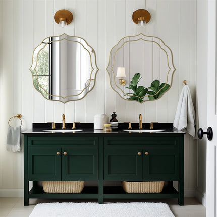 Modern Decorative Wall Mirror with Golden Rim Beveled Frame Silver Glass Acent Venetian Mirror for Bedroom Hallway