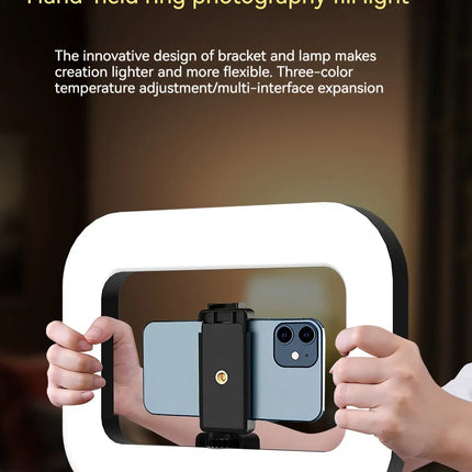 New Handheld Ring LED Rechargeable Fill light Portable Mobile Phone Live Broadcast Photography Desktop Rabbit Cage Selfie Light