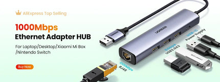 UGREEN RJ45 Splitter 1 to 2 Ethernet Adapter Internet Network Cable Extender RJ45 Connector Coupler for PC Laptop TV Box Router
