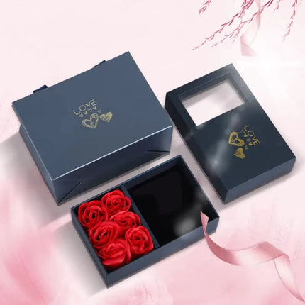 Valentine's Day Eternal Roses Gift Box Window Opening Six Rose Jewelry Gift Packaging Box Birthday Gifts Eternal Flower Ring Box