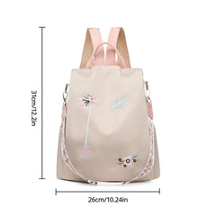 Waterproof Oxford Women Backpack Fashion Anti-theft School Bag Embroidery Designer Female Large Capacity Travel Shoulder Handbag