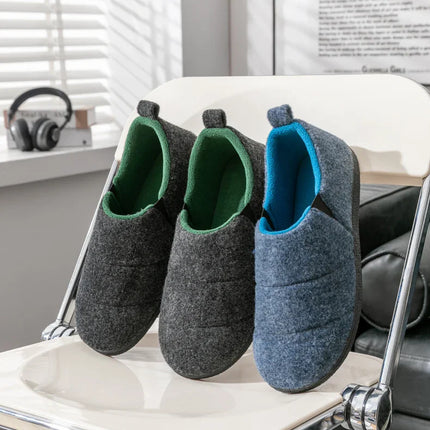 Comwarm Men Warm Non-Slips Slippers Cozy Casual Indoor Outdoor Flats Slides Plush Bedroom Warm Shoes Male Soft Sole Home Shoes