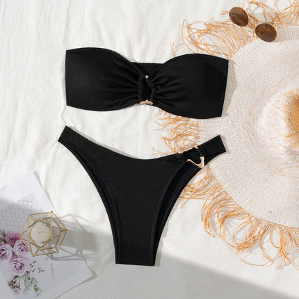 "2025 Sexy Bandeau Push-Up Bikini Set - Brazilian Thong Swimwear for Women"