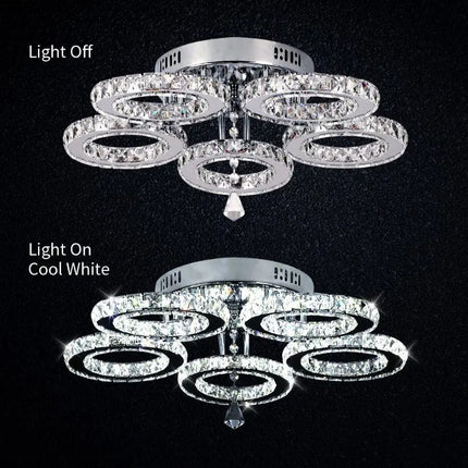 Modern K9 Crystal Led Rings Ceiling Lamp Chandelier Pendant Light Dimmable Luminaire Bedroom Living Dining Room Decor Fixture