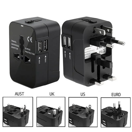 Global Universal Conversion Travel Plug USB Sockets EU US AC Power Adapter Converter With Child Protection Safety Cover Locking