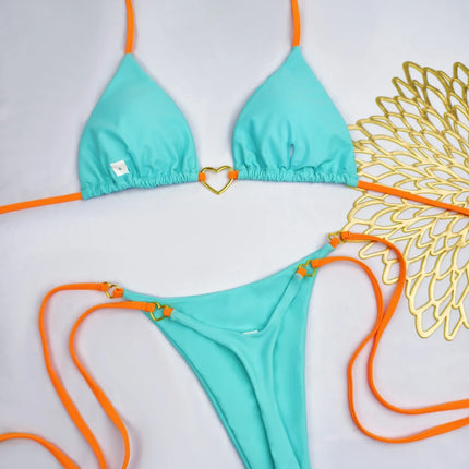 New Solid Color White Bikini Women suit Low Waist Lace-up Fashionable Swimsuit Two-piece Set