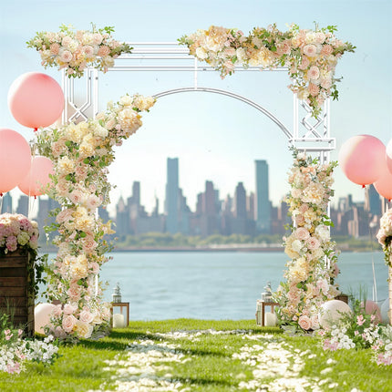 Modern White Wedding Arch Archway Stand Celebration Ceremony Backdrop Stand Garden Trellis Proposal, Bridal Party