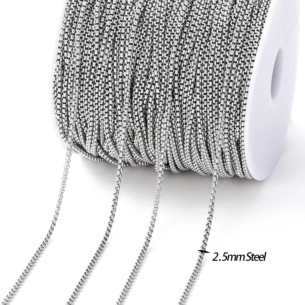 No Fade 2Meters Stainless Steel Chains Gold Color Lips Beads Beaded Chain for Jewelry Making DIY Necklace Bracelet Accessories