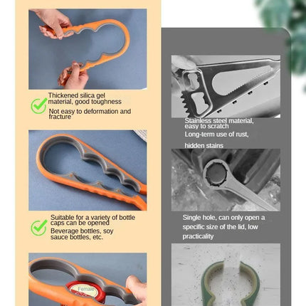 Four-in-One Bottle Opener Kitchen Multi-Functional Can Openers Cans Bottle Opener Non-Slip Labor-Saving Twist Bottle Lid Opener